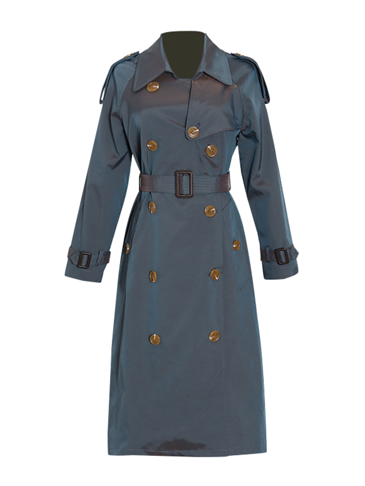 TWOTWINSTYLE Chic Patchwork Belt Lapel Jacket