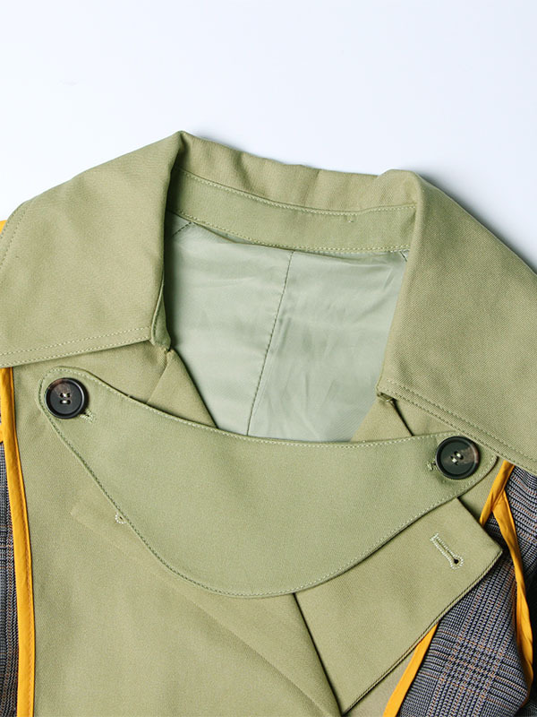 TWOTWINSTYLE Hit Color Chic Patchwork Belt Lapel Jacket