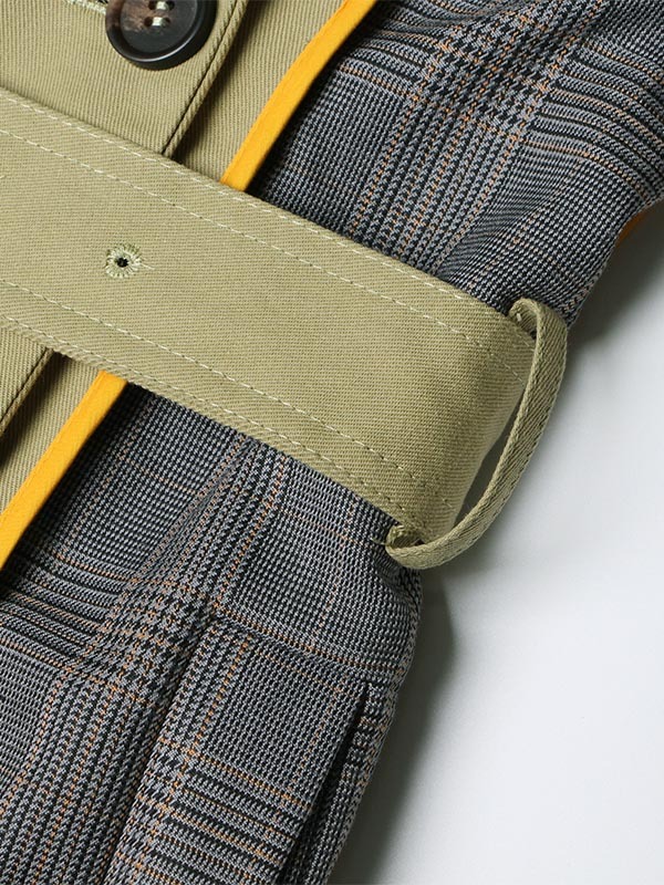 TWOTWINSTYLE Hit Color Chic Patchwork Belt Lapel Jacket