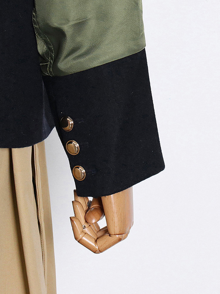 TWOTWINSTYLE Hit Color Chic Stand Collar Jacket