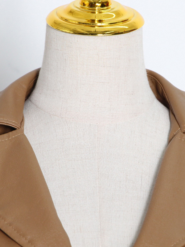 TWOTWINSTYLE PU Leather Solid V-neck Lapel Chic Jacket