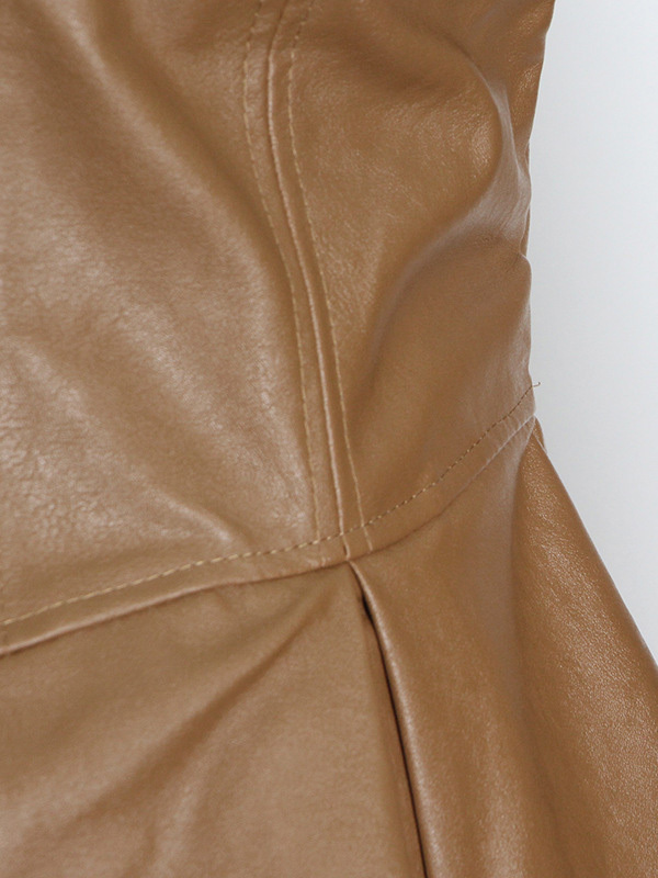 TWOTWINSTYLE PU Leather Solid V-neck Lapel Chic Jacket