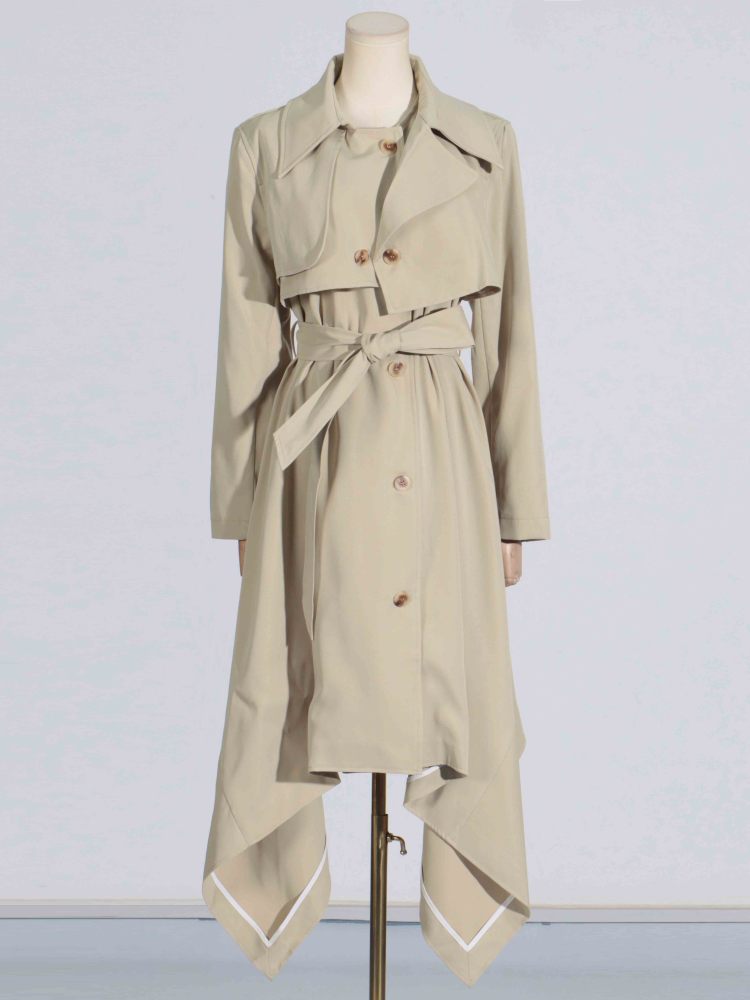 TWOTWINSTYLE Solid Chic Lapel Patchwork Lace Up Jacket