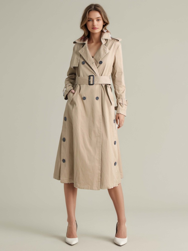 TWOTWINSTYLE Solid Lapel Patchwork Belt Jacket