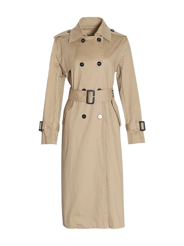TWOTWINSTYLE Solid Lapel Patchwork Belt Jacket