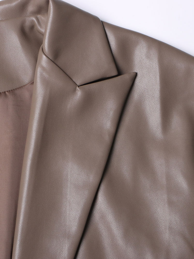 TWOTWINSTYLE Solid PU Leather Lapel Vest Jacket