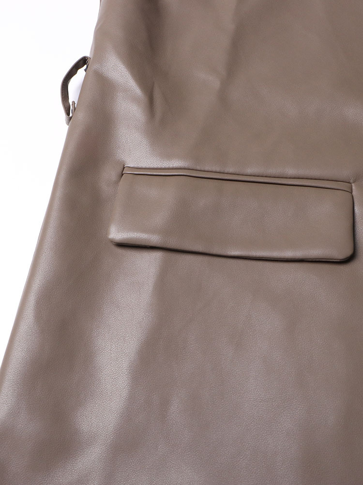 TWOTWINSTYLE Solid PU Leather Lapel Vest Jacket