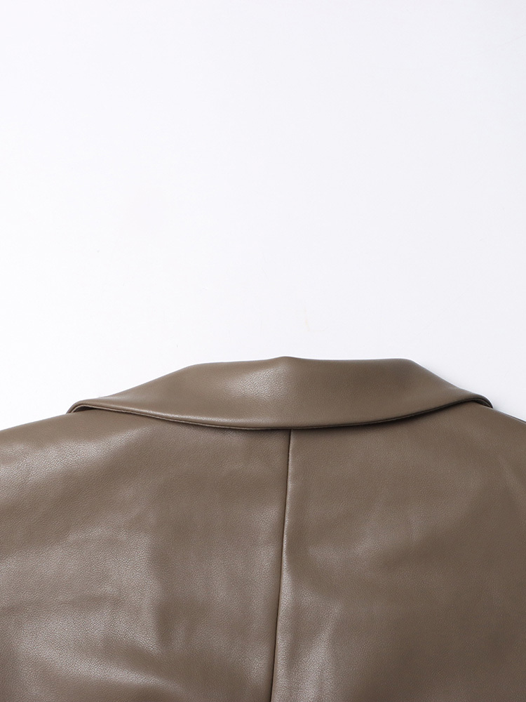 TWOTWINSTYLE Solid PU Leather Lapel Vest Jacket