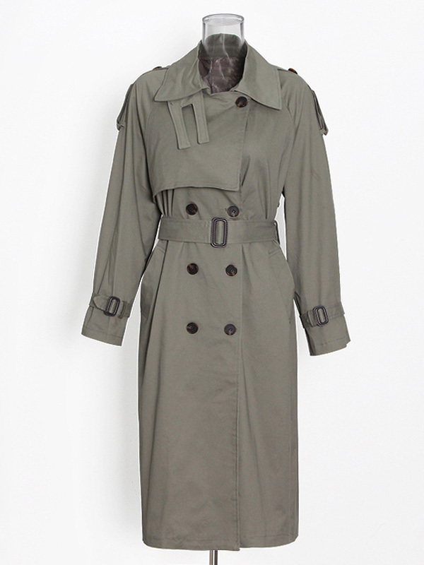 TWOTWINSTYLE Solid Patchwork Belt Lapel Chic Jacket