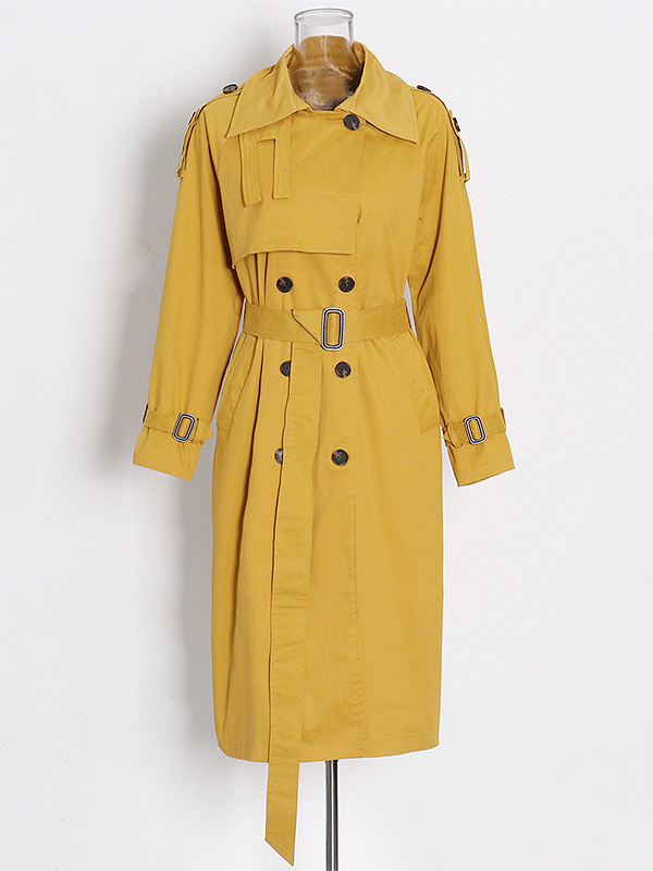 TWOTWINSTYLE Solid Patchwork Belt Lapel Chic Jacket