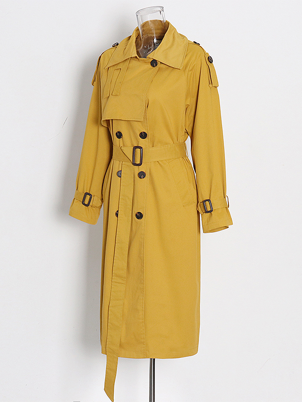 TWOTWINSTYLE Solid Patchwork Belt Lapel Chic Jacket