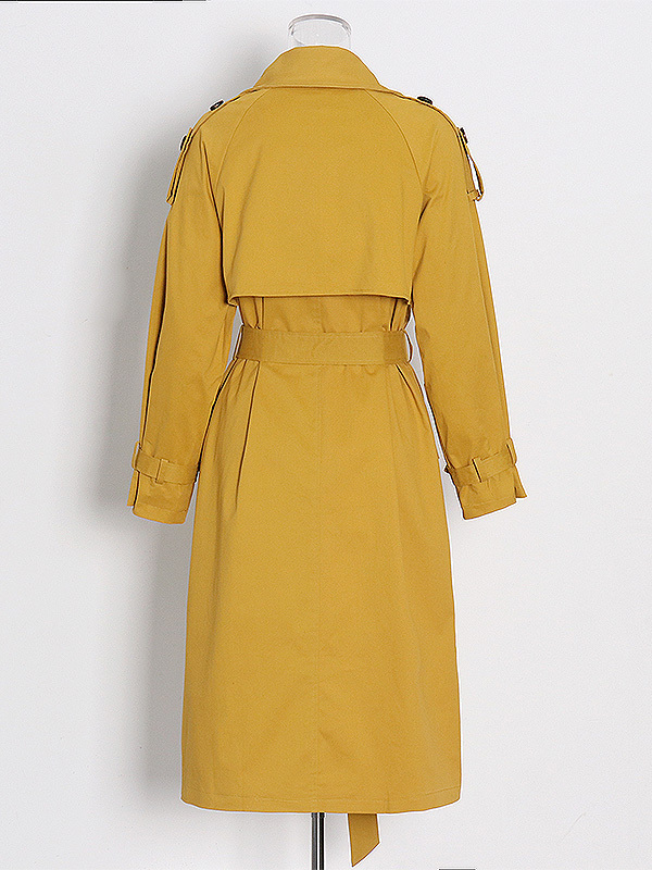 TWOTWINSTYLE Solid Patchwork Belt Lapel Chic Jacket