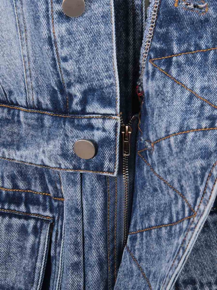 TWOTWINSTYLE Denim Chic Solid Lapel Jacket