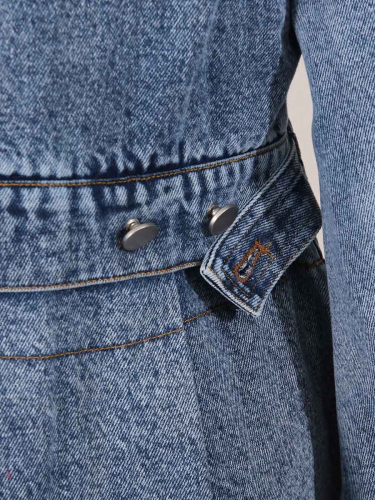 TWOTWINSTYLE Denim Chic Solid Lapel Jacket