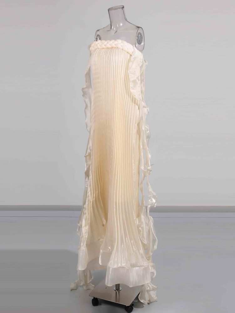 TWOTWINSTYLE Elegant Solid Off Shoulder Patchwork Lace Up Long Dress