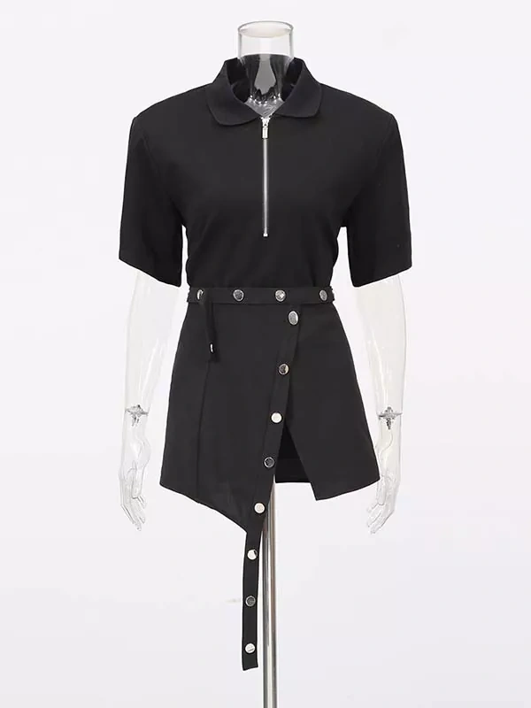 TWOTWINSTYLE Solid Chic Casual Lapel Two Piece Set
