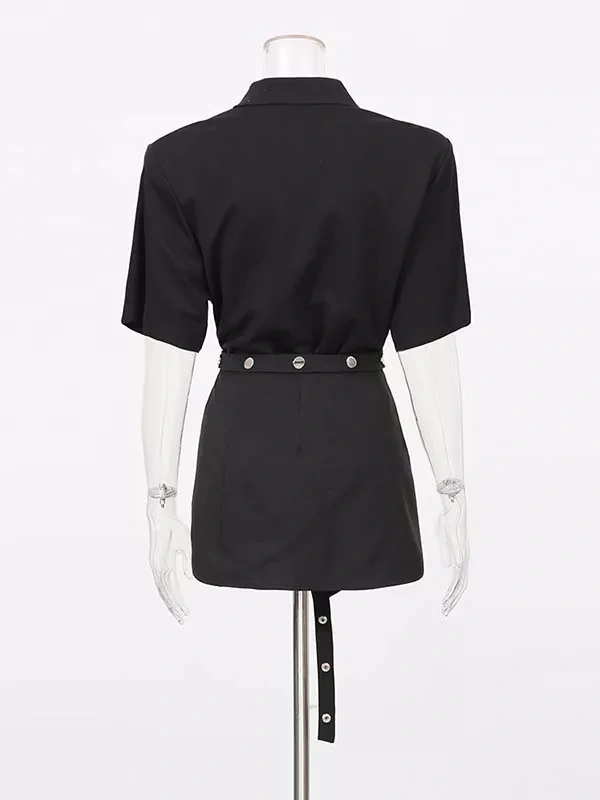 TWOTWINSTYLE Solid Chic Casual Lapel Two Piece Set