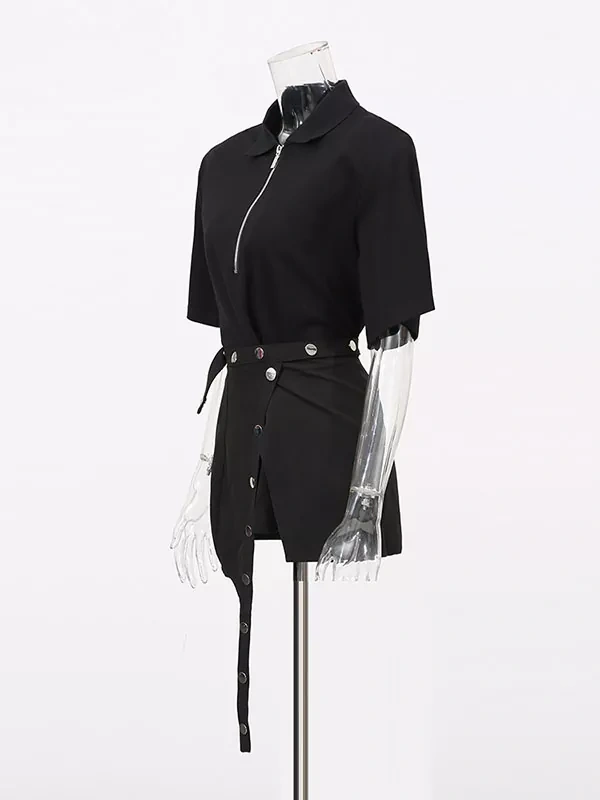 TWOTWINSTYLE Solid Chic Casual Lapel Two Piece Set
