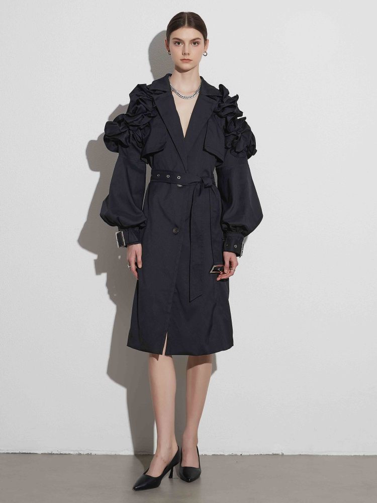 TWOTWINSTYLE Chic Solid Lapel V-neck Jacket