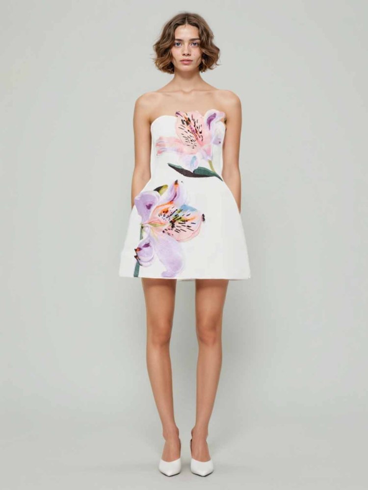 TWOTWINSTYLE Off Shoulder Patchwork Short Dress