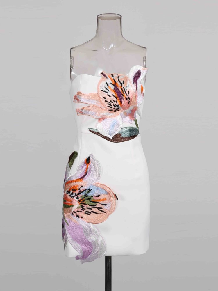 TWOTWINSTYLE Off Shoulder Patchwork Short Dress