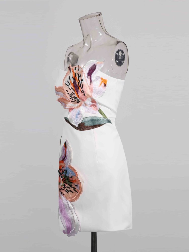 TWOTWINSTYLE Off Shoulder Patchwork Short Dress