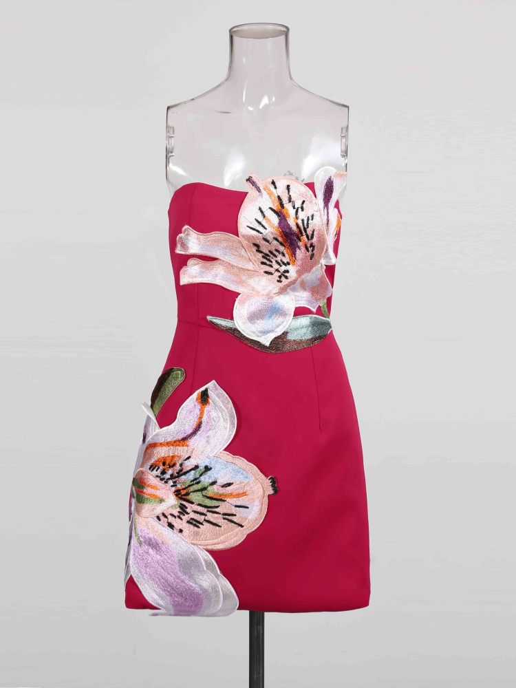 TWOTWINSTYLE Off Shoulder Patchwork Short Dress