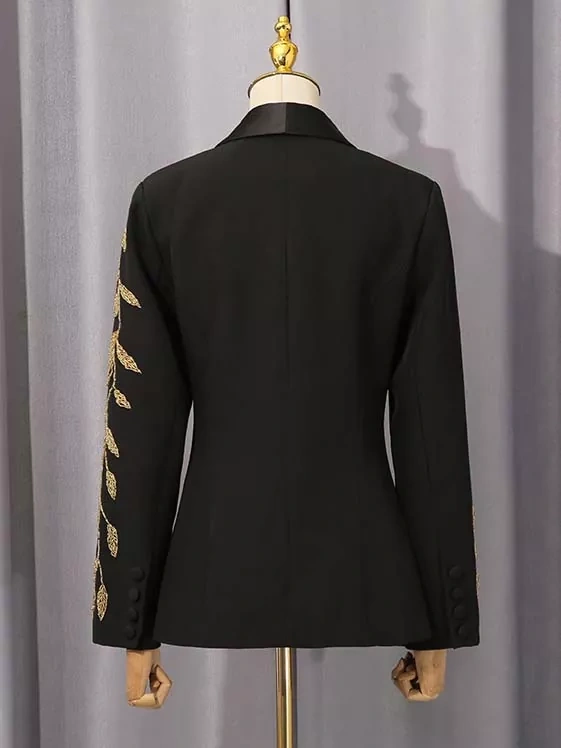 TWOTWINSTYLE Patchwork Embroidered Flares Lapel V-neck Jakcet