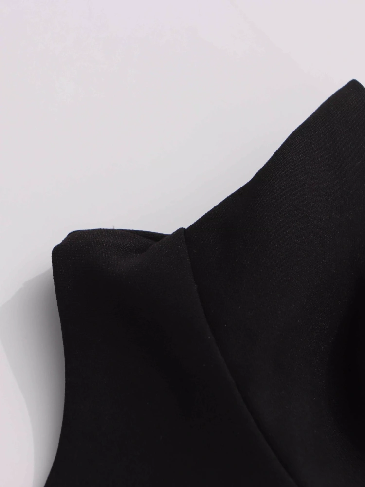 TWOTWINSTYLE Sleeveless Solid Stand Collar Short Dress