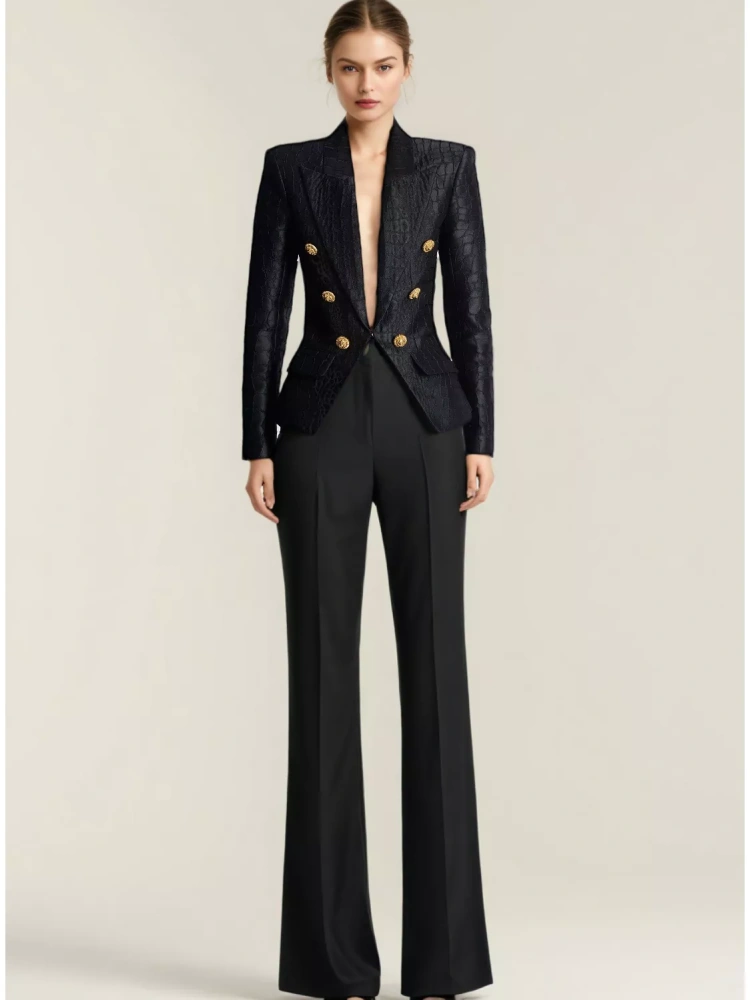 TWOTWINSTYLE Solid Deep V-neck Chic Jacket