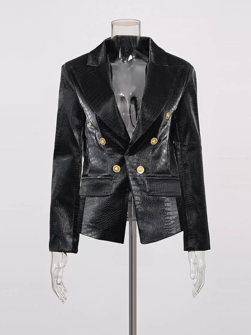 TWOTWINSTYLE Solid Deep V-neck Chic Jacket