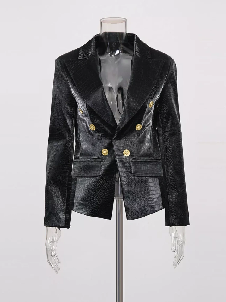 TWOTWINSTYLE Solid Deep V-neck Chic Jacket