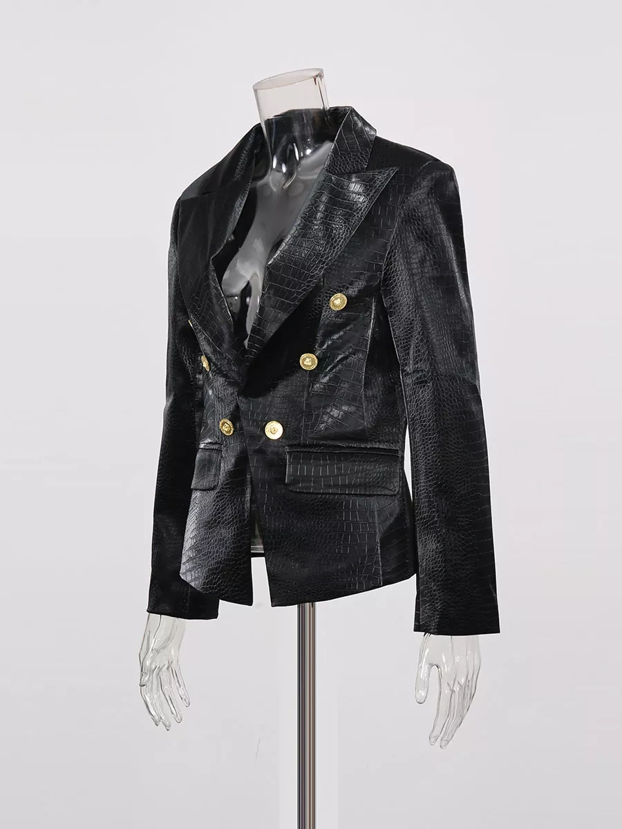 TWOTWINSTYLE Solid Deep V-neck Chic Jacket