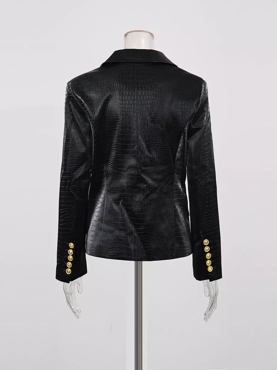 TWOTWINSTYLE Solid Deep V-neck Chic Jacket