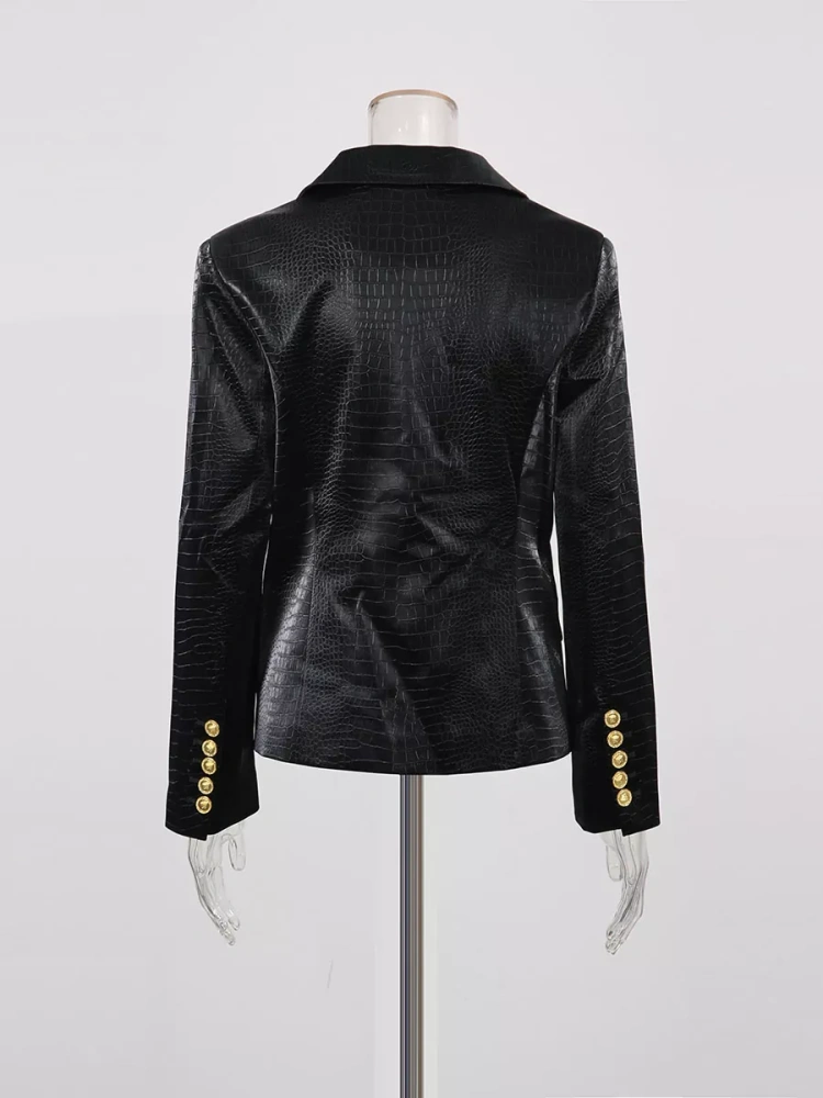 TWOTWINSTYLE Solid Deep V-neck Chic Jacket