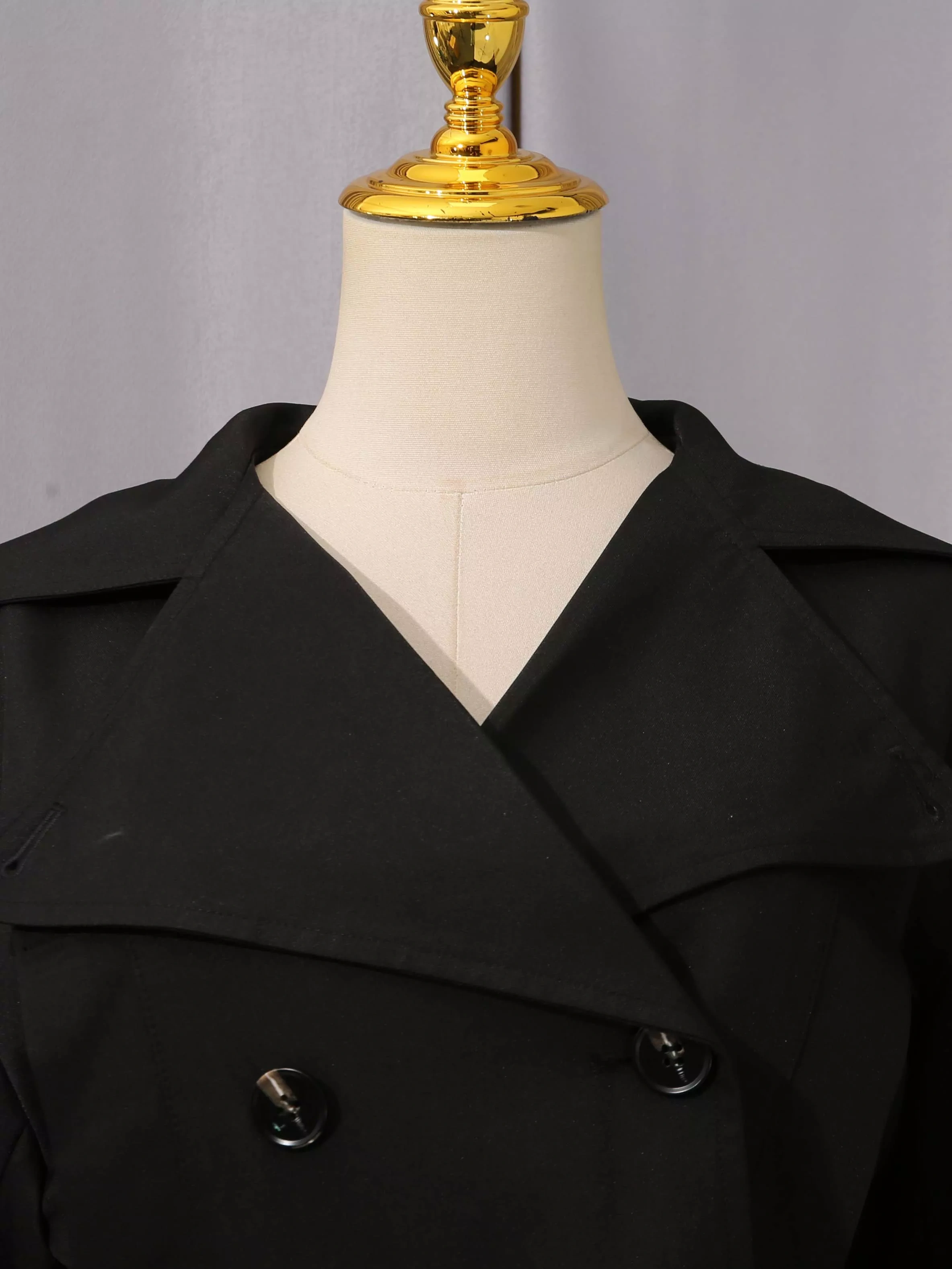 TWOTWINSTYLE Solid Lapel Patchwork Lace Up Jacket