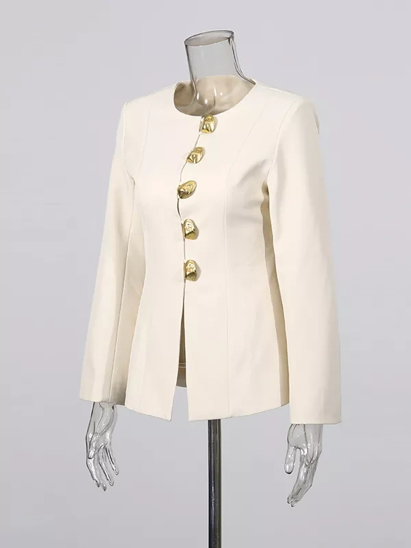 TWOTWINSTYLE Patchwork Buttons Solid Chic Two Piece Set