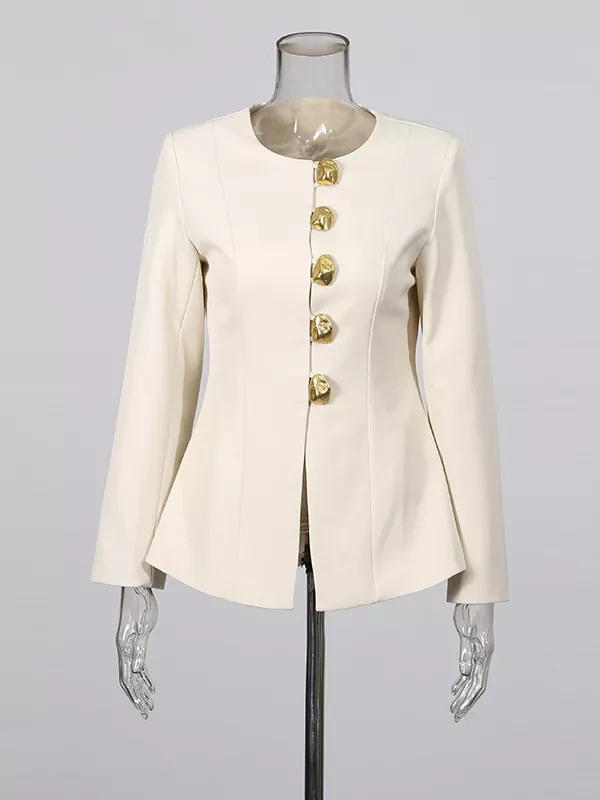 TWOTWINSTYLE Patchwork Buttons Solid Chic Two Piece Set