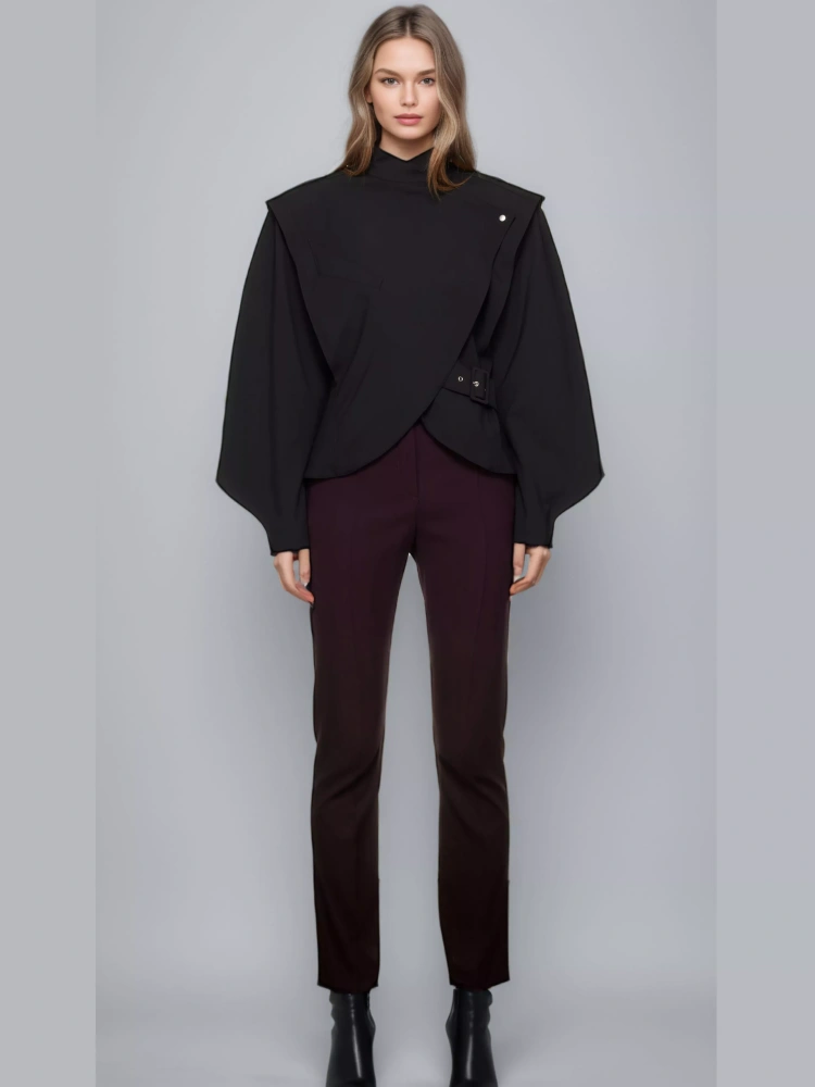 TWOTWINSTYLE Solid Stand Collar Slimming Jacket