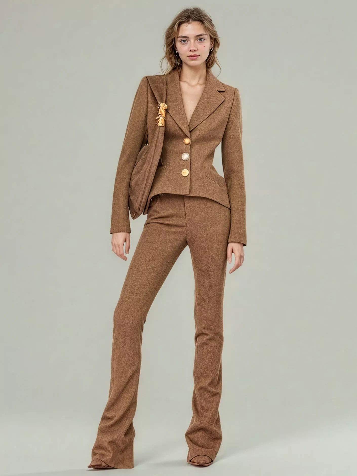 TWOTWINSTYLE V-neck Lapel Slimming Solid Jacket