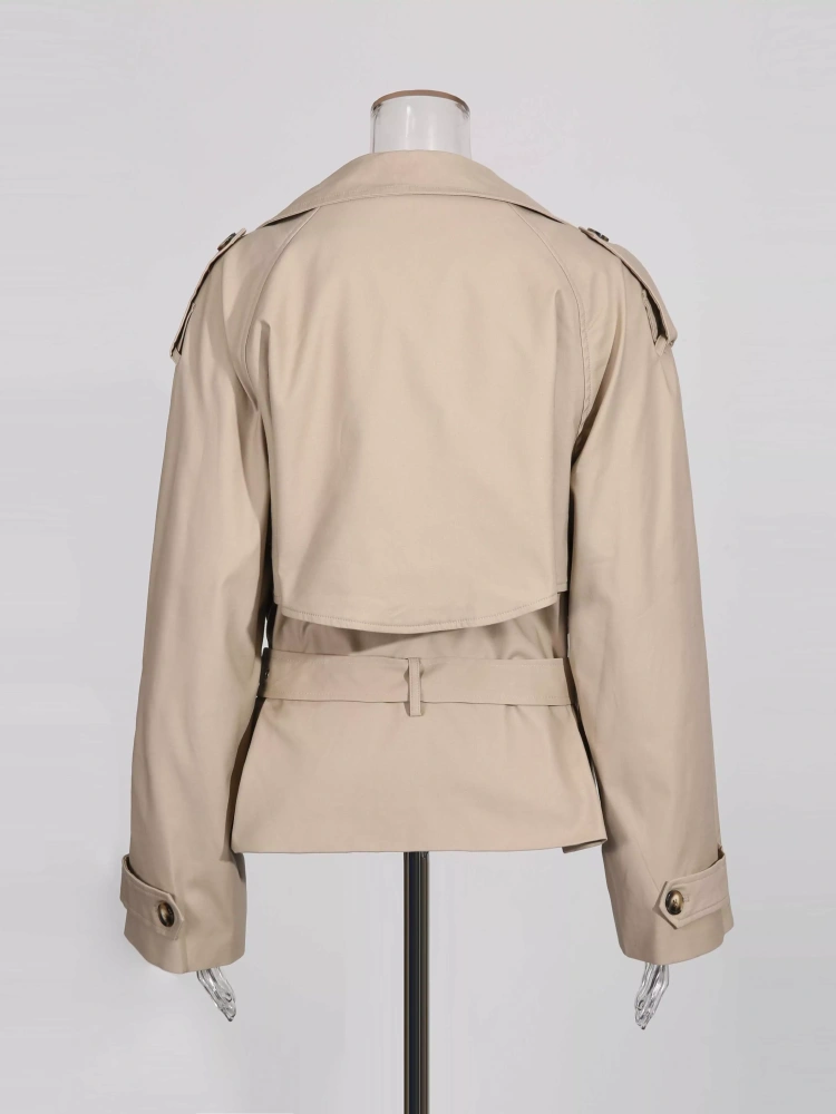 TWOTWINSTYLE Casual Lapel Spliced Belt Solid Jacket