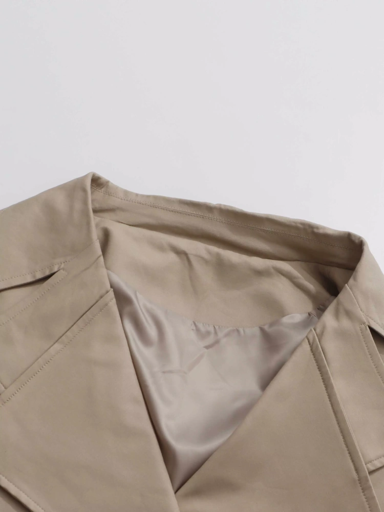 TWOTWINSTYLE Casual Lapel Spliced Belt Solid Jacket
