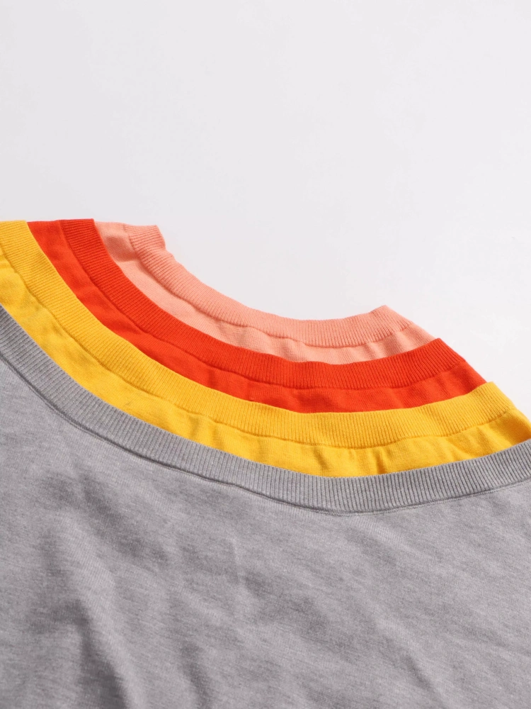 TWOTWINSTYLE Color Blocked V-neck Chic Casual Fashion Sweater