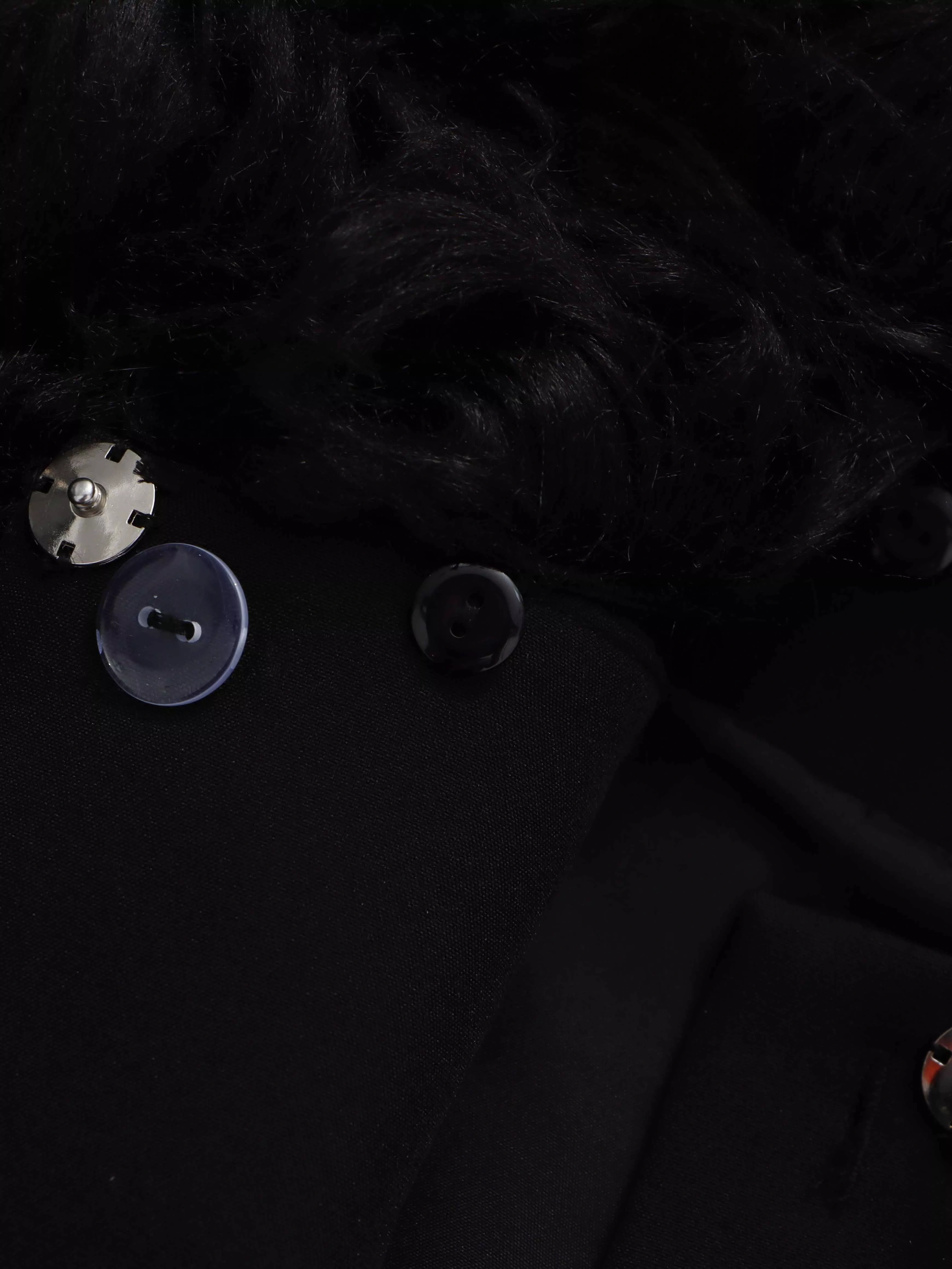 TWOTWINSTYLE Solid Temperament Off Shoulder Patchwork Fur Buttons Jacket