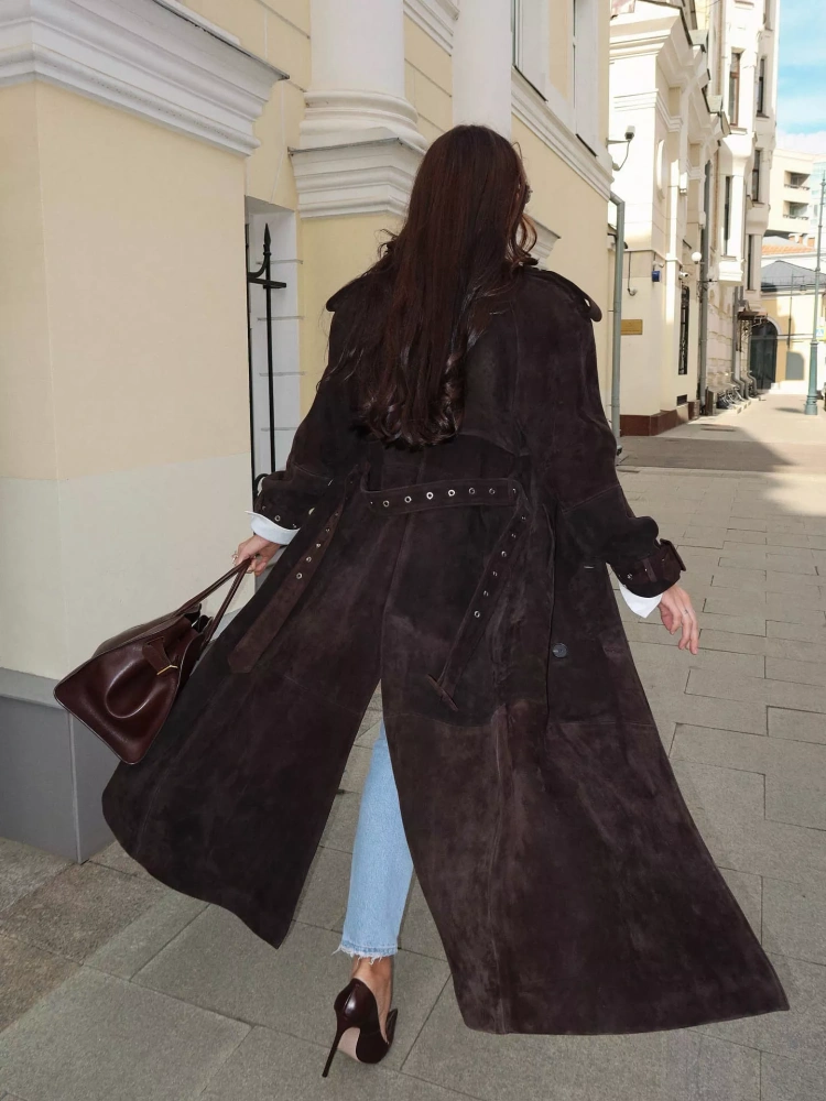 TWOTWINSTYLE Casual Temperament Solid Patchwork Lace Up Coat