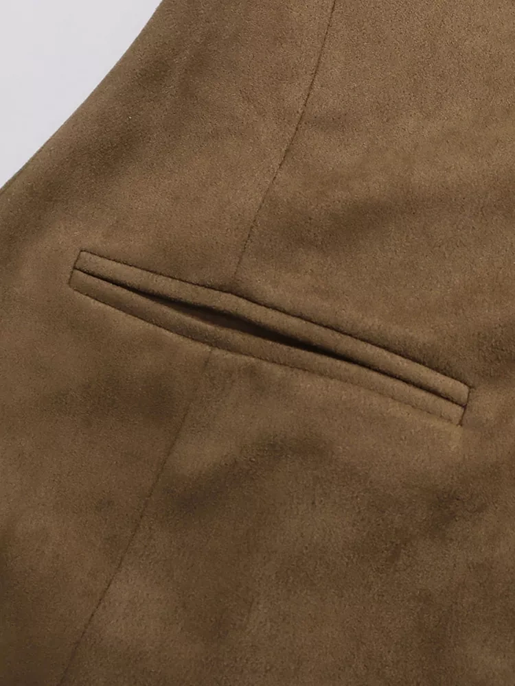 TWOTWINSTYLE Solid Vintage Minimalist V-neck Jacket