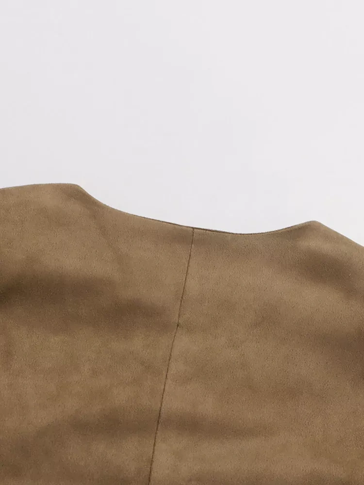 TWOTWINSTYLE Solid Vintage Minimalist V-neck Jacket