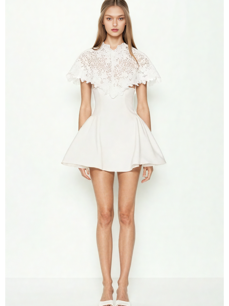 TWOTWINSTYLE Elegant Solid Lace Chic Mini Dress