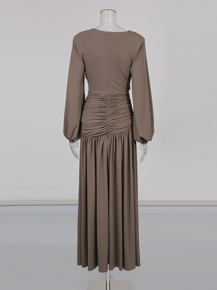 TWOTWINSTYLE Solid Long Sleeve Designer Temperament Long Dress