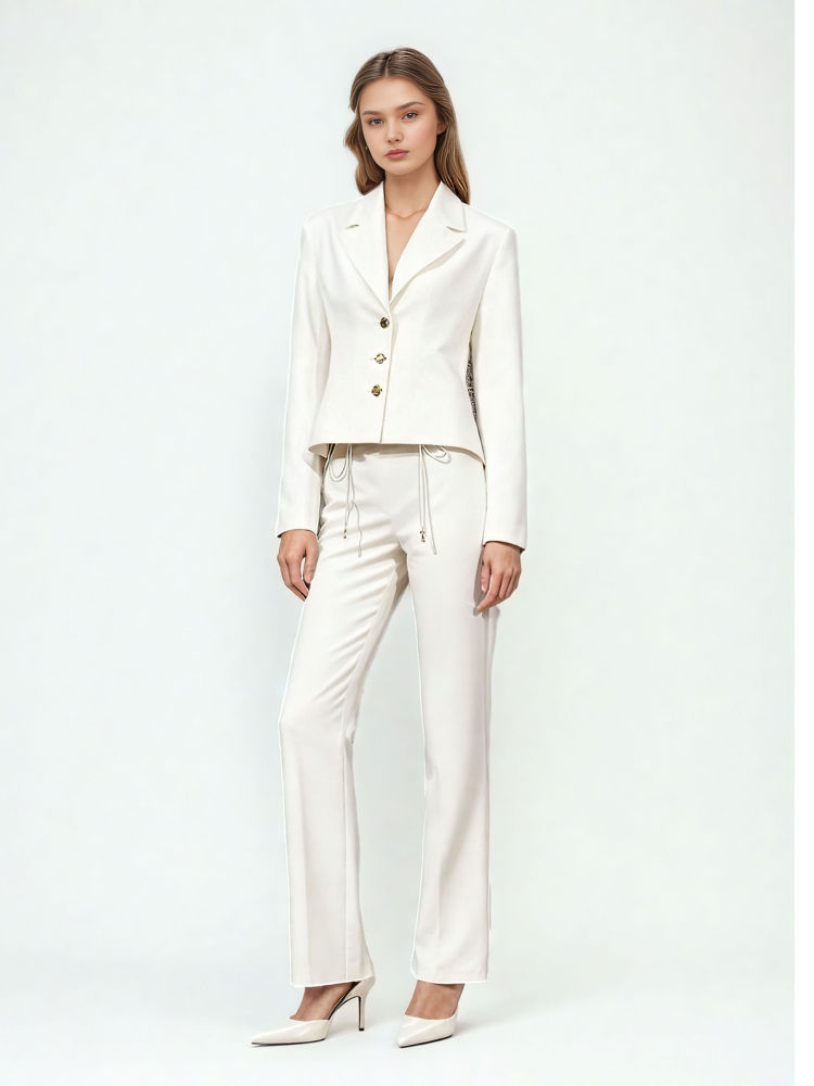 TWOTWINSTYLE Fashion Designer Lapel Drawstring Deep V-neck Blazer